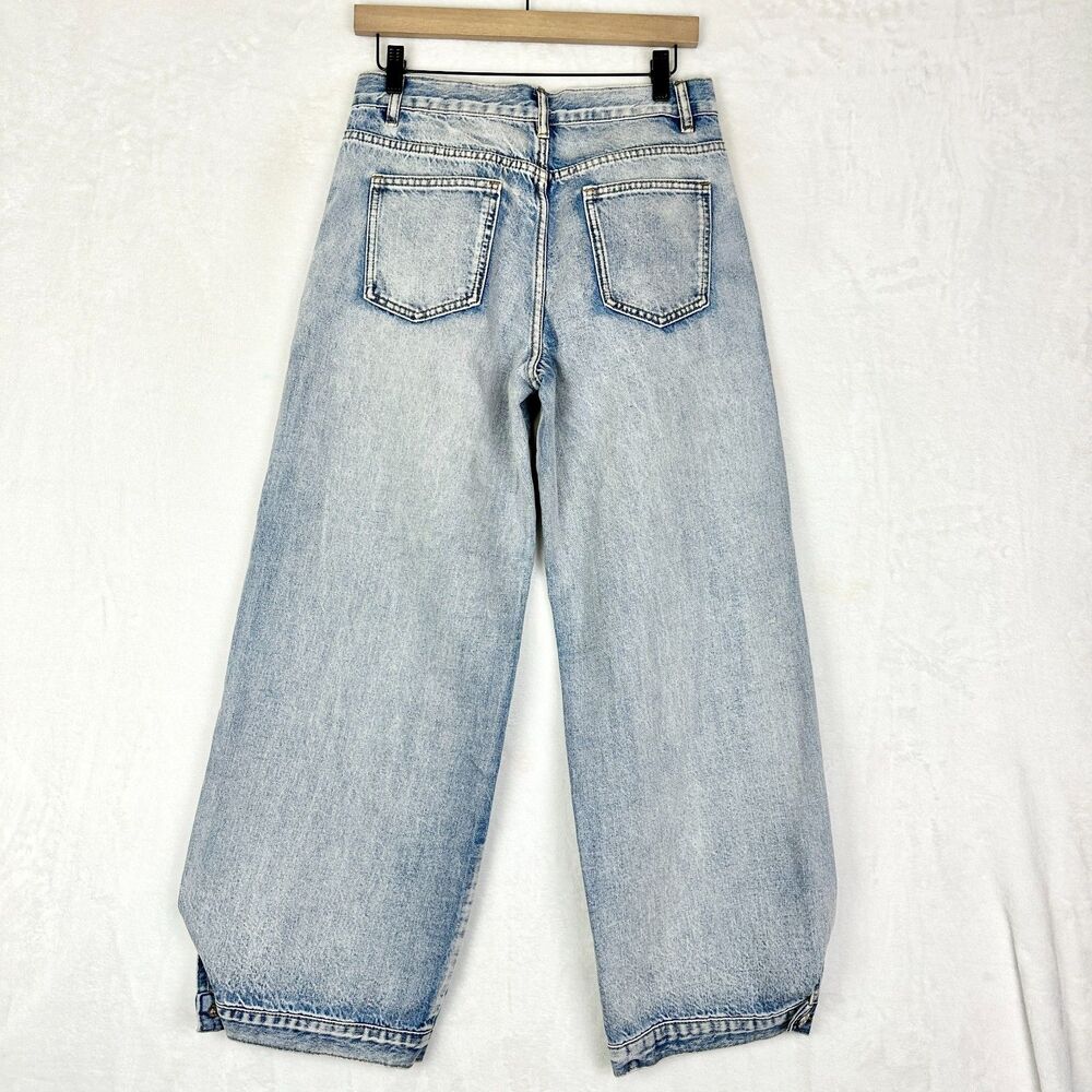 Bohme Kadie High Rise Baggy Jeans Light Wash Size Small NWT Button Cuff Rigid - Picture 4 of 11